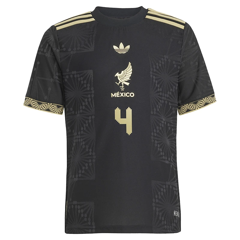 Maillot de joueur authentique noir adidas Edson Alvarez pour jeune l'équipe nationale du Mexique 2025