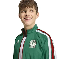 Veste de match adidas verte pour enfant, équipe nationale du Mexique 2026, fermeture éclair intégrale