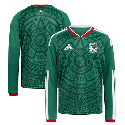 Maillot domicile réplique à manches longues adidas vert de l'équipe nationale du Mexique 2026 pour jeunes