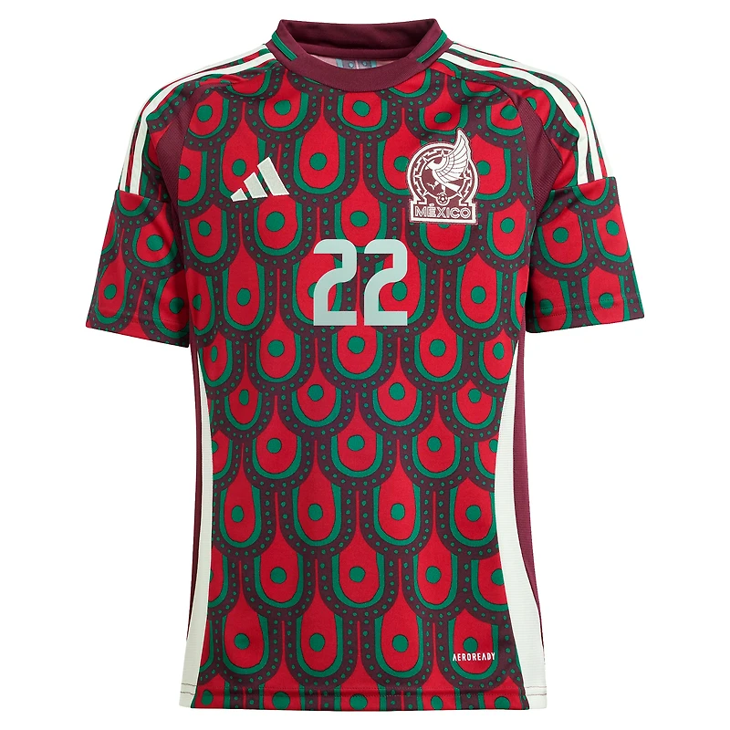 Maillot de joueur réplique à domicile l'équipe nationale du Mexique 2024 pour jeunes adidas Hirving Lozano vert