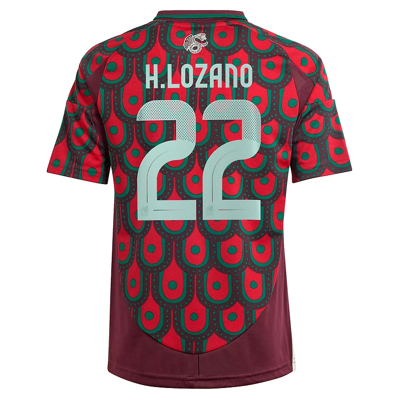 Maillot de joueur réplique à domicile l'équipe nationale du Mexique 2024 pour jeunes adidas Hirving Lozano vert