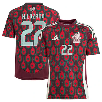 Maillot de joueur réplique à domicile l'équipe nationale du Mexique 2024 pour jeunes adidas Hirving Lozano vert