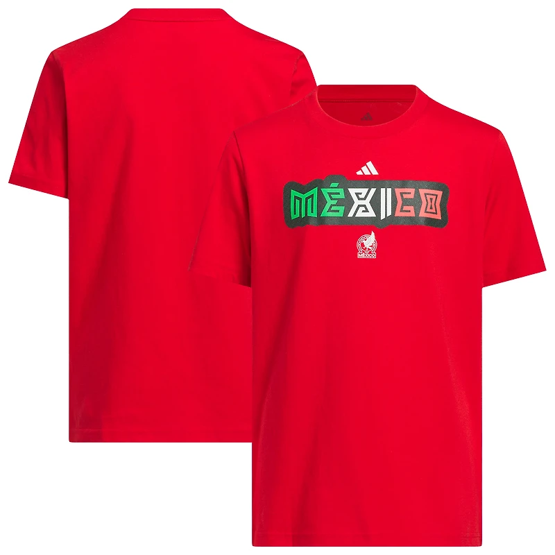 T-shirt adidas rouge pour jeunes de l'équipe nationale du Mexique