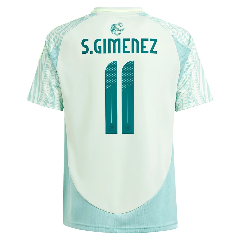 Maillot de joueur réplique extérieur l'équipe nationale du Mexique 2024 adidas Santiago Giménez vert pour jeunes