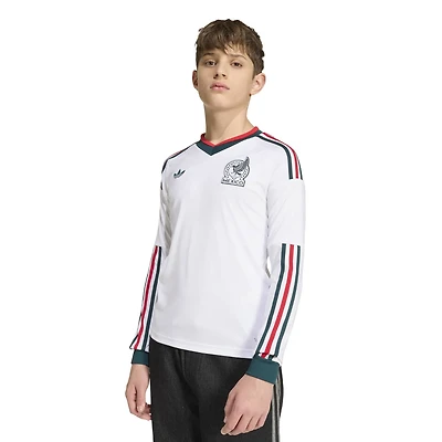 Maillot réplique extérieur à manches longues adidas blanc pour jeunes de l'équipe nationale du Mexique 2026