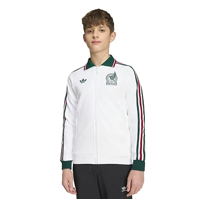 Veste zippée intégrale adidas blanche pour enfant, équipe nationale du Mexique, extérieur, modèle Anthem, extérieur.