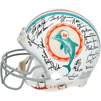 Casque authentique Riddell édition 40e anniversaire des Dolphins de Miami (1972), autographié et comportant 40 signatures.