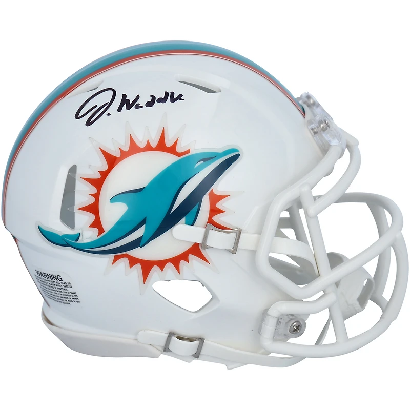 Casque Riddell Speed Mini authentique autographié par Jaylen Waddle des Miami Dolphins Fanatics