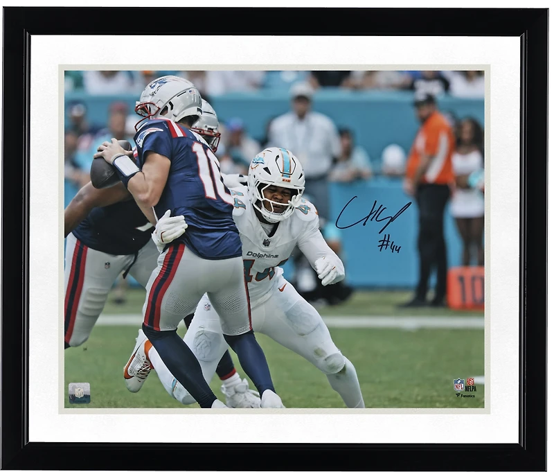 Chop Robinson Miami Dolphins Autographed "16 x 20" Sacking Drake Maye Photograph