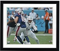 Chop Robinson Miami Dolphins Autographed "16 x 20" Sacking Drake Maye Photograph