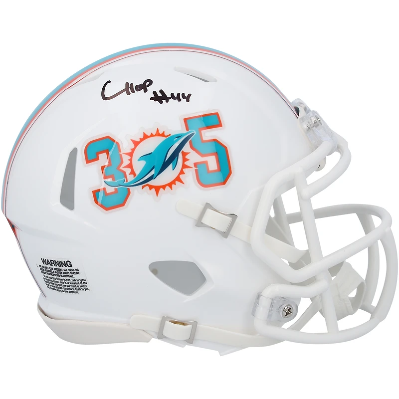 Casque Riddell Speed ​​Mini autographié par Chop Robinson des Miami Dolphins