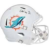 Réplique du casque Riddell Speed ​​autographié par Chop Robinson des Miami Dolphins avec l'inscription « Fins Up »