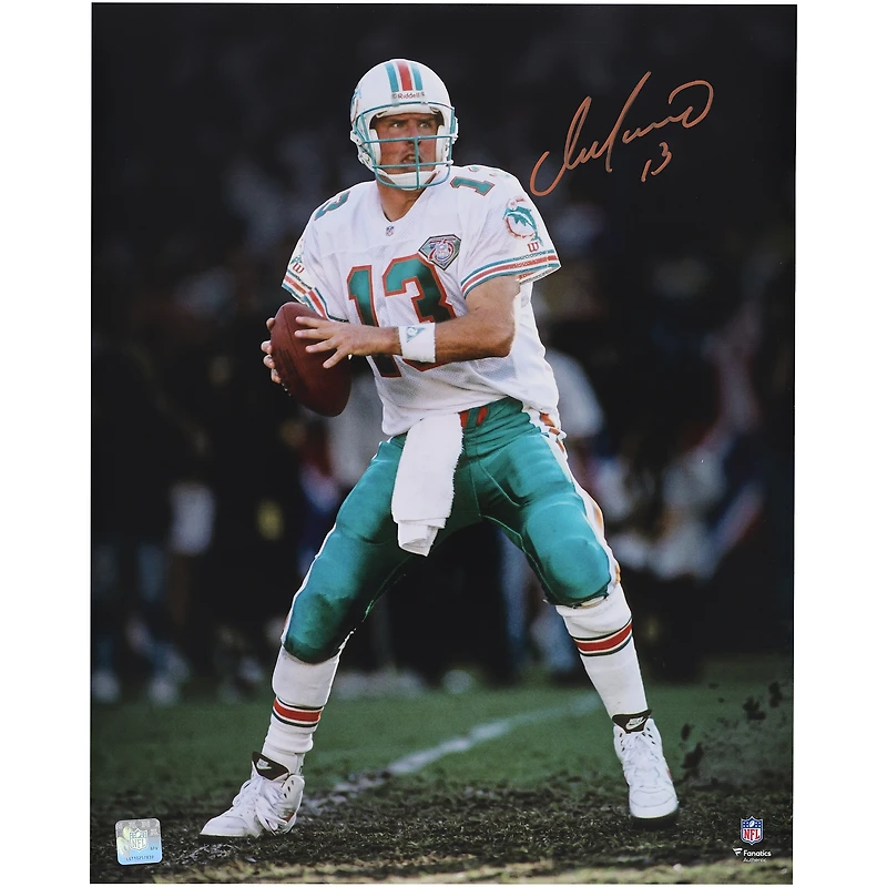 Dan Marino Miami Dolphins Autographed 16" x 20" Vertical Passing Action Photograph
