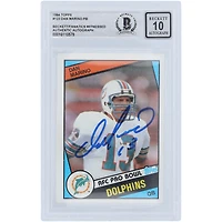 Carte de recrue 10 authentifiée Topps #123 Beckett de 1984 autographiée par Dan Marino Miami Dolphins