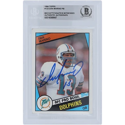 Carte de recrue authentifiée signée par Dan Marino Miami Dolphins, série Topps 1 de 1984, numéro 123, Beckett Fanatics