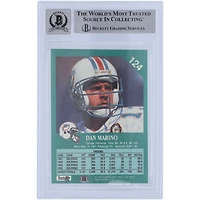 Carte autographiée de 1991 Fleer #124 Beckett par Dan Marino Miami Dolphins, carte authentifiée et témoin des fanatiques de Beckett