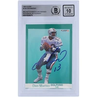 Carte autographiée de 1991 Fleer #124 Beckett par Dan Marino Miami Dolphins, carte authentifiée et témoin des fanatiques de Beckett