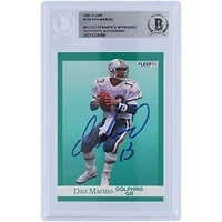 Carte authentifiée autographiée par Dan Marino Miami Dolphins Fleer #124 Beckett de 1991