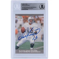 Carte authentifiée autographiée Fleer Ultra #88 Beckett 1991 par Dan Marino Miami Dolphins
