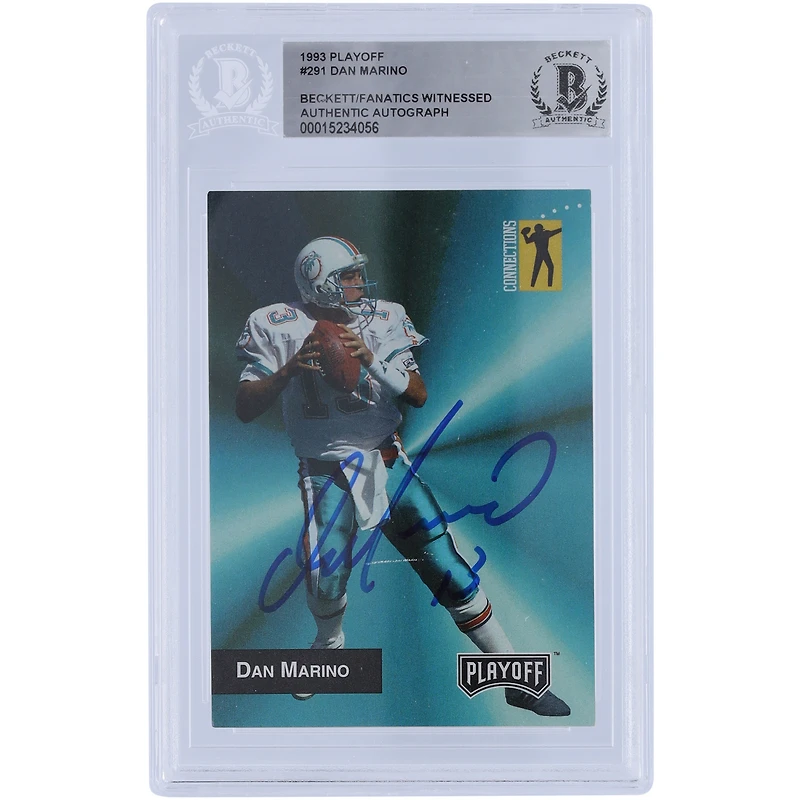 Carte authentifiée autographiée par Dan Marino Miami Dolphins Playoff 1993 #291 Beckett Fanatics Witnessed
