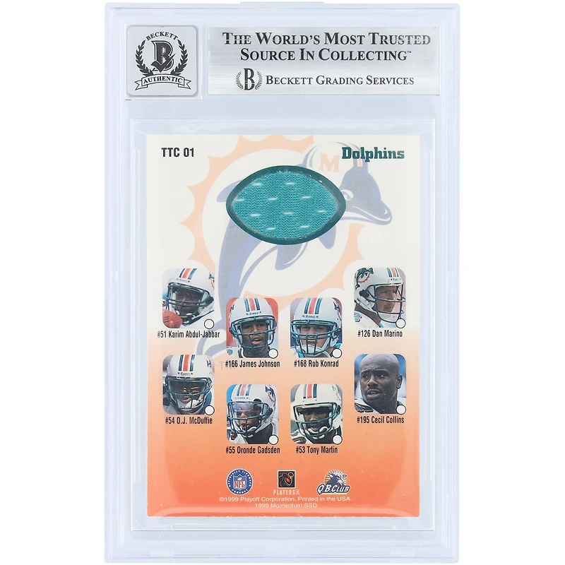 Dan Marino Miami Dolphins Autographed 1999 Playoff Momentum SSD Team Threads Checklist Dual White/Teal Jersey Relics #TTC 01 Beckett Fanatics Witnessed Authenticated 10 Card