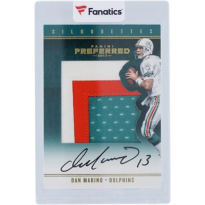Carte Panini Preferred White Box Tri-Color Relic #12 #1/1 autographiée par Dan Marino Miami Dolphins 2017