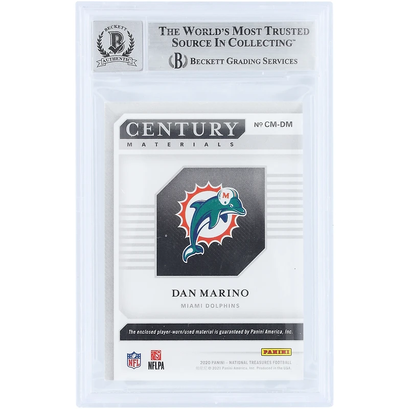 Dan Marino Miami Dolphins Autographed 2020 Panini National Treasures Century Materials Jersey Relic #CM-DM #/99 Beckett Fanatics Witnessed Authenticated 10 Card