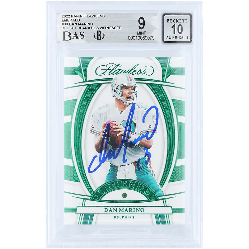 Dan Marino Miami Dolphins Autographed 2022 Panini Flawless Emerald #80 #5/5 Beckett Fanatics Witnessed Authenticated 9/10 Card