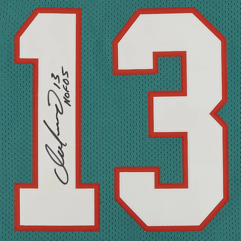 Maillot authentique dédicacé par Dan Marino des Miami Dolphins par Mitchell & Ness avec inscription « HOF 05 »