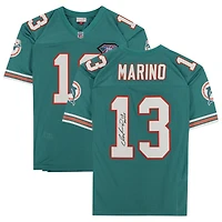Maillot authentique dédicacé par Dan Marino des Miami Dolphins par Mitchell & Ness avec inscription « HOF 05 »