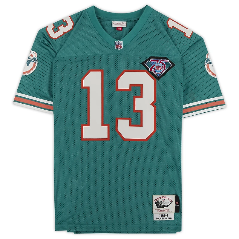 Maillot Dan Marino Miami Dolphins Autographié Aqua Mitchell & Ness Authentique