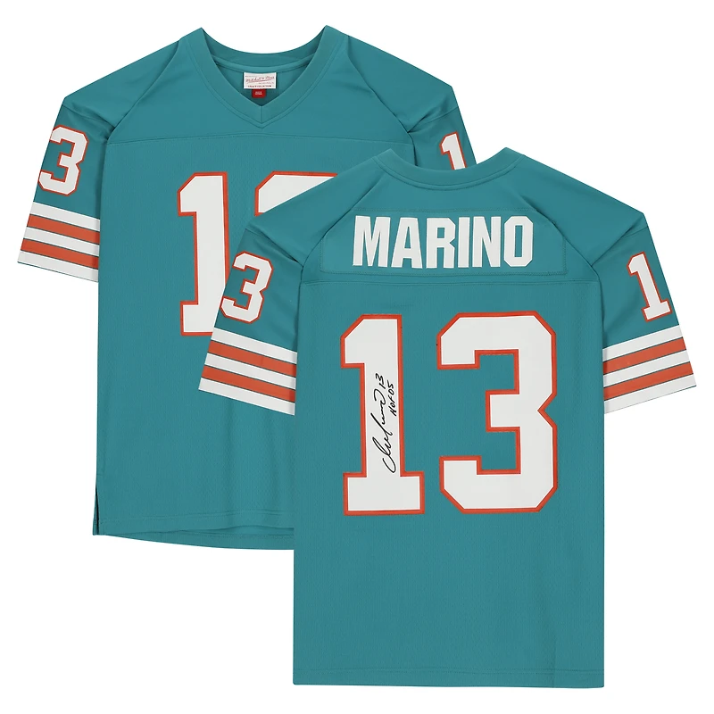 Dan Marino Miami Dolphins Autographed Mitchell & Ness Teal Replica Jersey with "HOF 05" Inscription