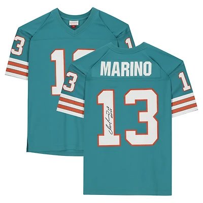 Dan Marino Miami Dolphins Autographed Mitchell & Ness Teal Replica Jersey with "HOF 05" Inscription