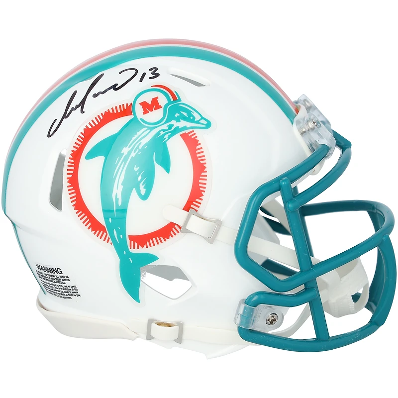 Casque Riddell Speed Mini rétro 1980-1996 autographié par Dan Marino des Dolphins de Miami