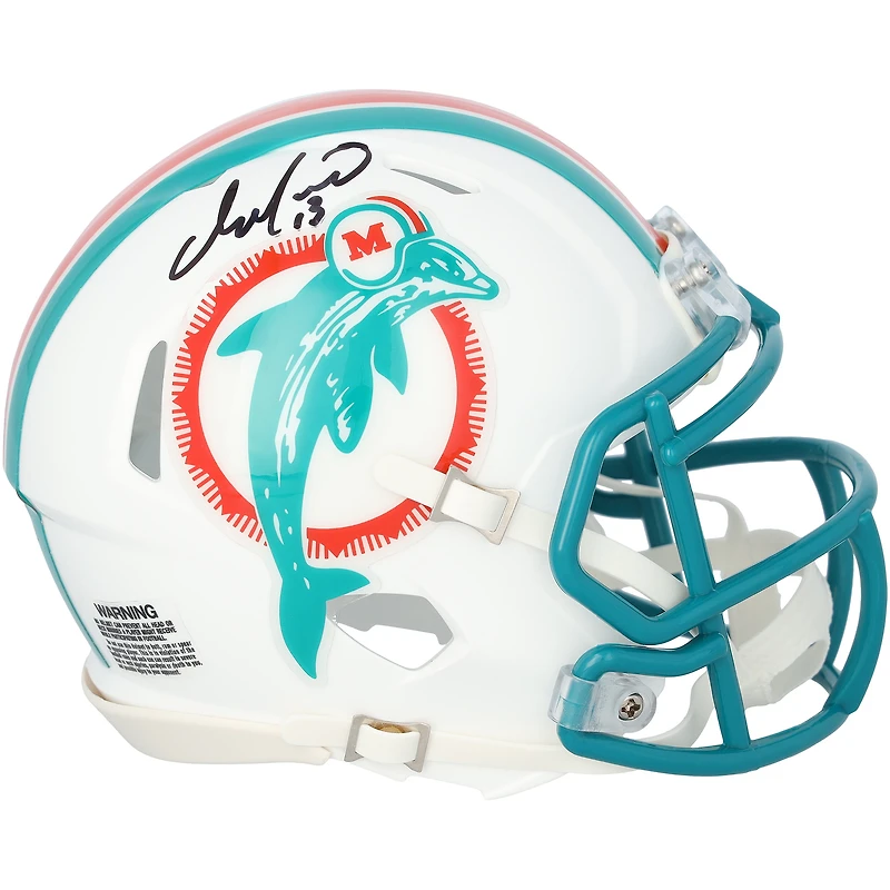 Casque miniature Riddell Speed rétro 1997-2012 autographié par Dan Marino des Dolphins de Miami