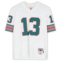 Maillot réplique blanc Mitchell & Ness 1984 autographié par Dan Marino des Miami Dolphins, avec inscription « MVP 84 ».