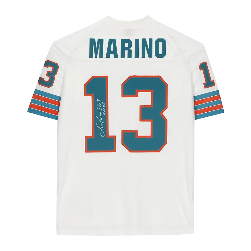 Dan Marino Miami Dolphins Autographed White Mitchell & Ness Legacy Jersey with "HOF 05" Inscription
