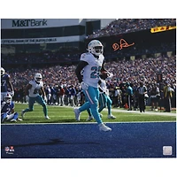 De'Von Achane Miami Dolphins Autographed 16" x 20" White Jersey Running Photograph