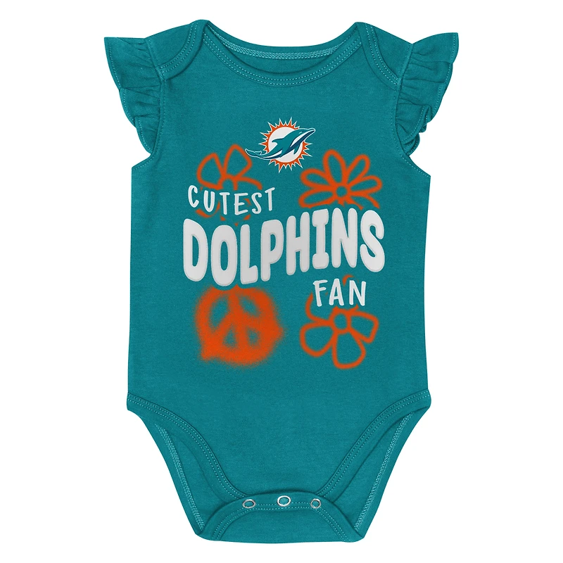 Girl's Outerstuff  Aqua/Orange Miami Dolphins Sunshine Two-Piece Bodysuit Set