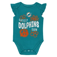 Girl's Outerstuff  Aqua/Orange Miami Dolphins Sunshine Two-Piece Bodysuit Set