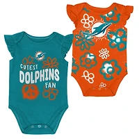 Girl's Outerstuff  Aqua/Orange Miami Dolphins Sunshine Two-Piece Bodysuit Set
