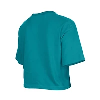 Girl's New Era Aqua Miami Dolphins Flip Sequin Boxy T-Shirt