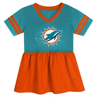 Robe en jersey à la mode pour filles d'âge préscolaire Aqua Miami Dolphins Stadium Lights