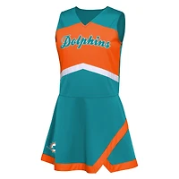 Filles préscolaires Aqua Miami Dolphins deux pièces Cheer Captain Jumper Dress avec Bloomer Set