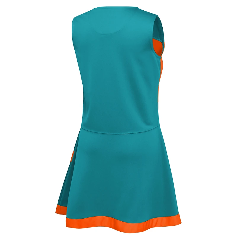 Filles préscolaires Aqua Miami Dolphins deux pièces Cheer Captain Jumper Dress avec Bloomer Set