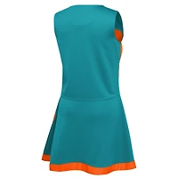Filles préscolaires Aqua Miami Dolphins deux pièces Cheer Captain Jumper Dress avec Bloomer Set