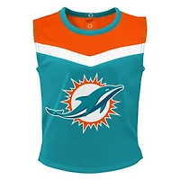Girls Toddler Aqua Miami Dolphins Spirit Cheer Two-Piece Cheerleader Set with Bloomers