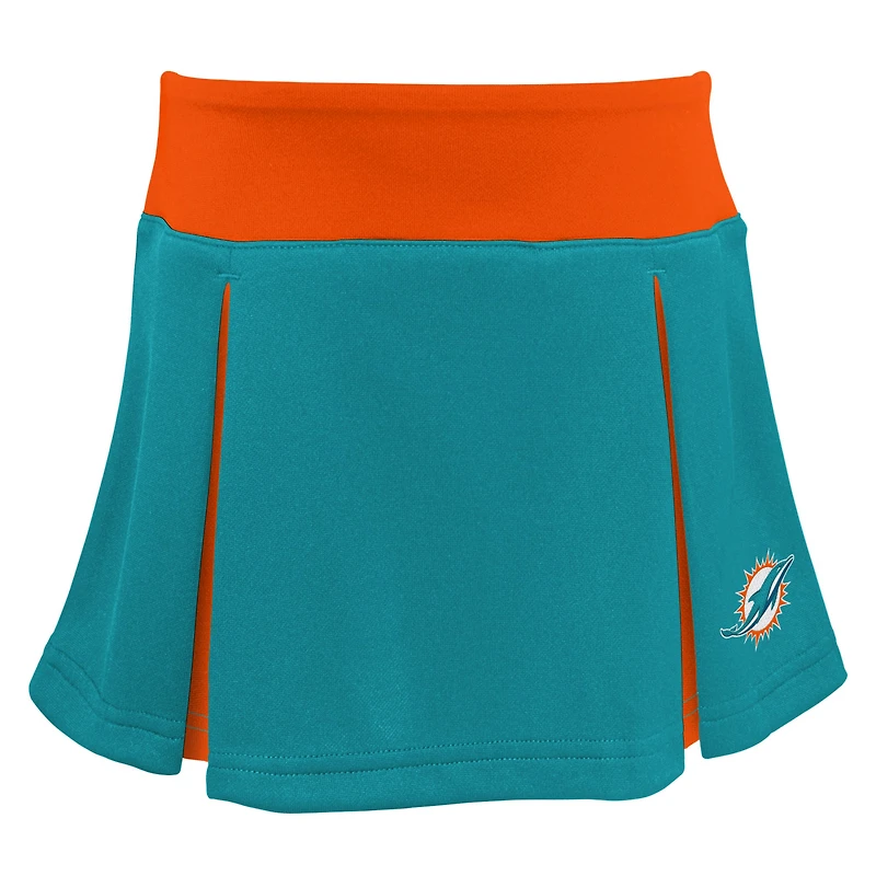 Girls Toddler Aqua Miami Dolphins Spirit Cheer Two-Piece Cheerleader Set with Bloomers