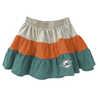 Girls Toddler Wes & Willy Orange/Aqua Miami Dolphins Sleeveless Full-Zip Hoodie Three Tier Skirt Set