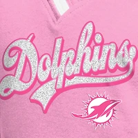 T-shirt à col en V raglan rose pour fille New Era Miami Dolphins Mommy & Me Multiplier